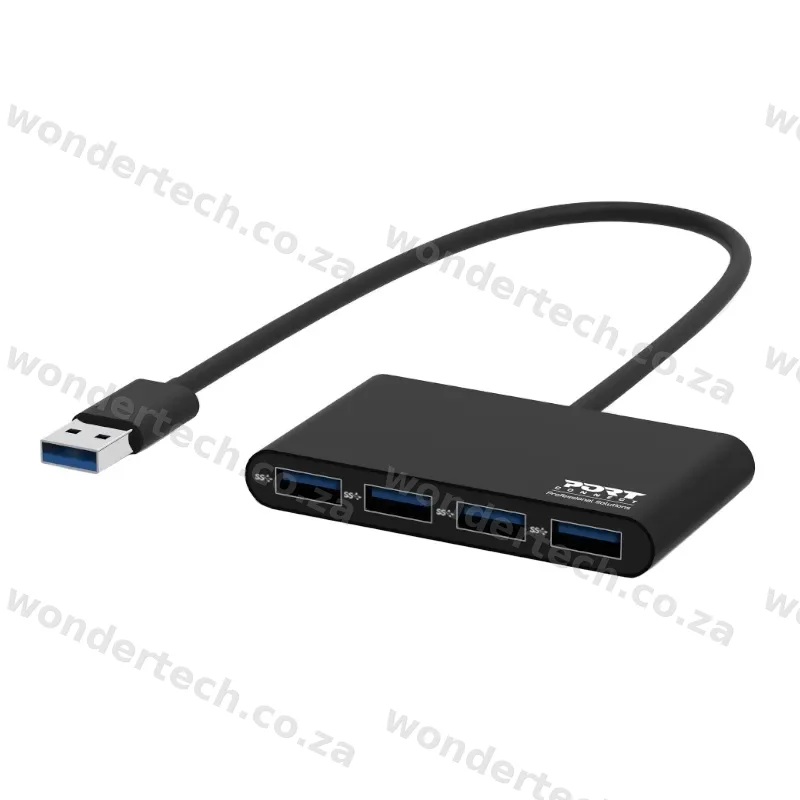 Port USB3.0 to 4 x USB3.0 5Gbps 4 Port Hub - Black
