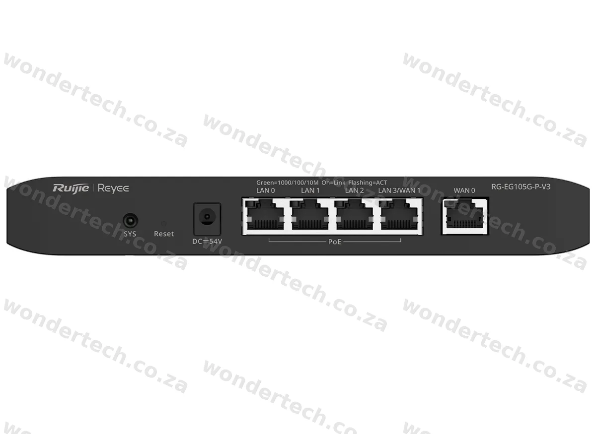 Reyee 5 Port Gigabit 2 WAN 4 PoE 54W 100 User Cloud Router
