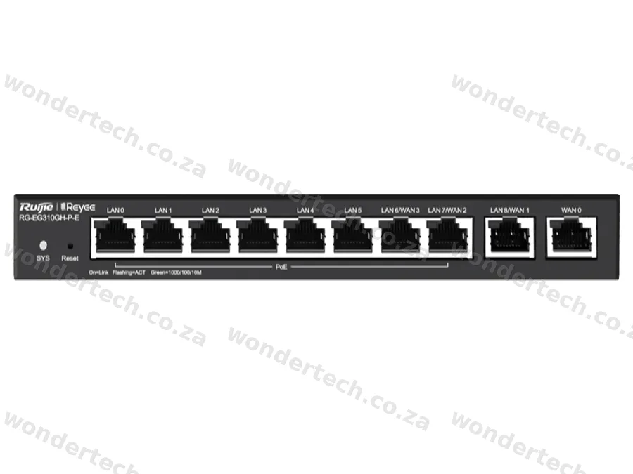 Reyee 10 Port Gigabit 4 WAN 8 PoE 110W 300 User Cloud Router