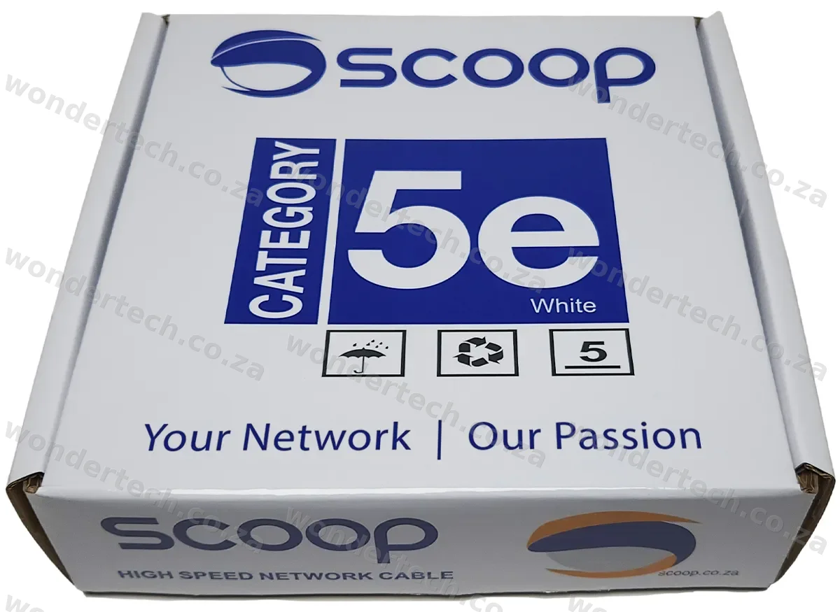 Scoop 100m Box Cat5e CCA White UTP Cable