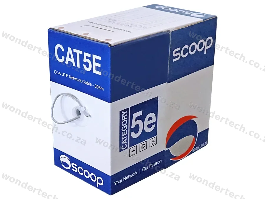 Scoop 305m Box Cat5e CCA Grey UTP Cable