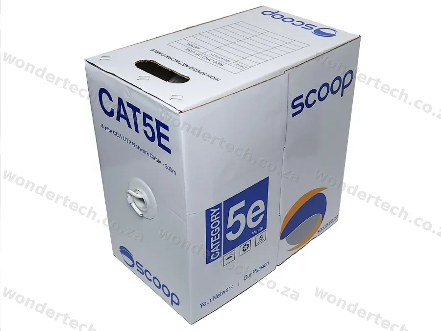 Scoop 305m Box Cat5e CCA White UTP Cable