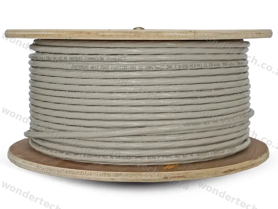 Linkbasic 100m Drum Cat6a Solid Grey UTP Cable