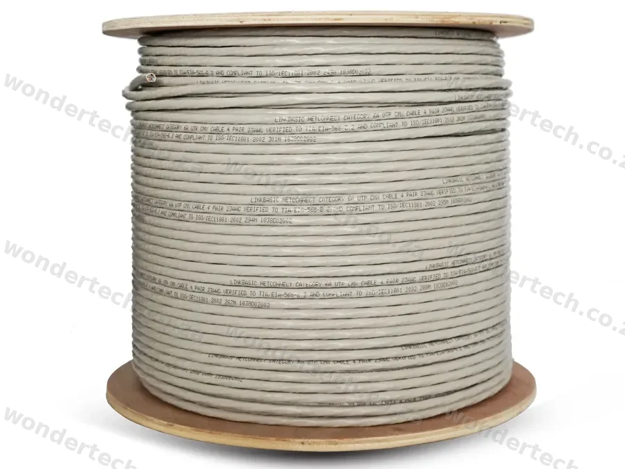Linkbasic 305m Drum Cat6a Solid Grey UTP Cable