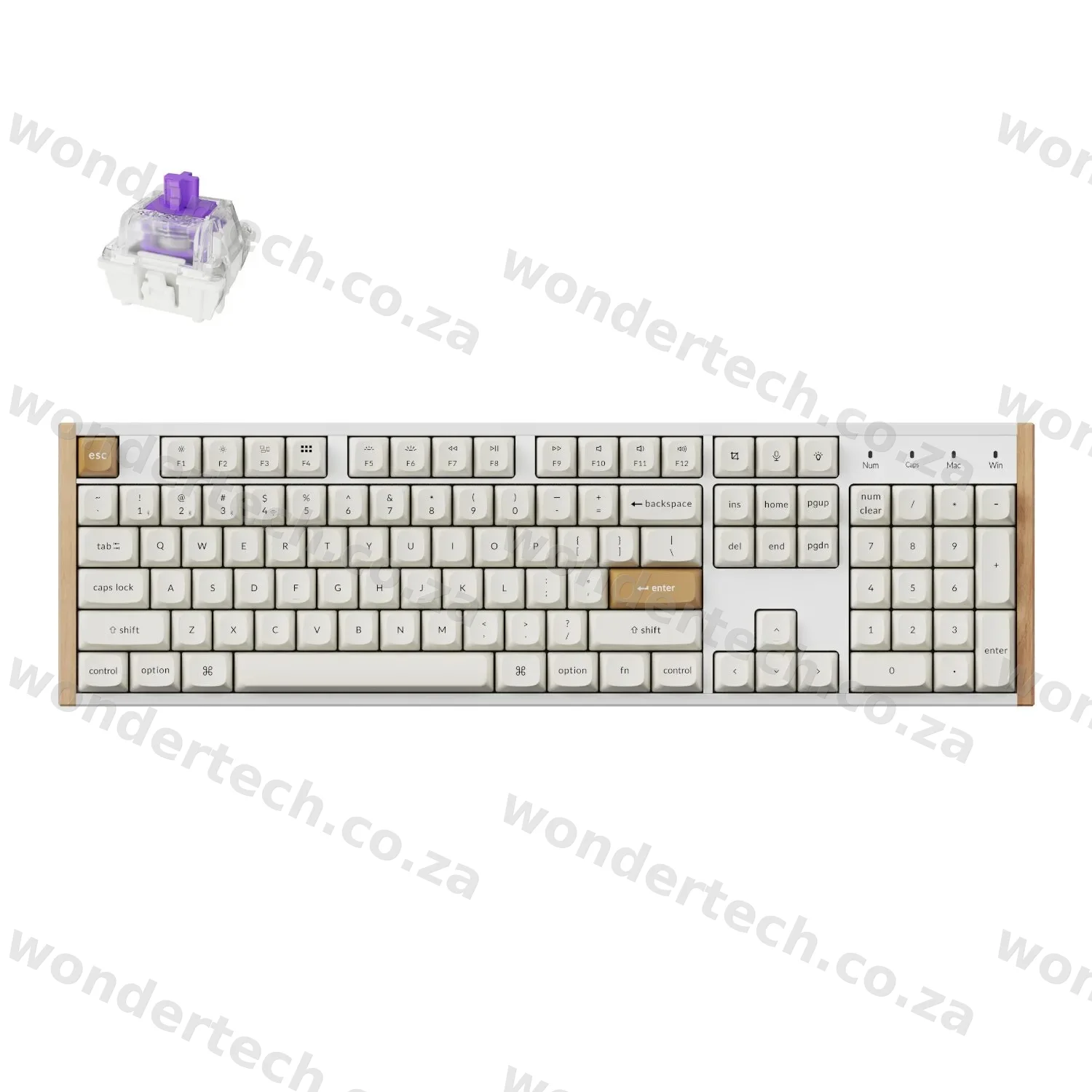 Keychron K10 HE 100% Hot-Swap Gateron Dbl-Rail Nebula Switch RGB Wireless Keyboard - White (Wood + Al)
