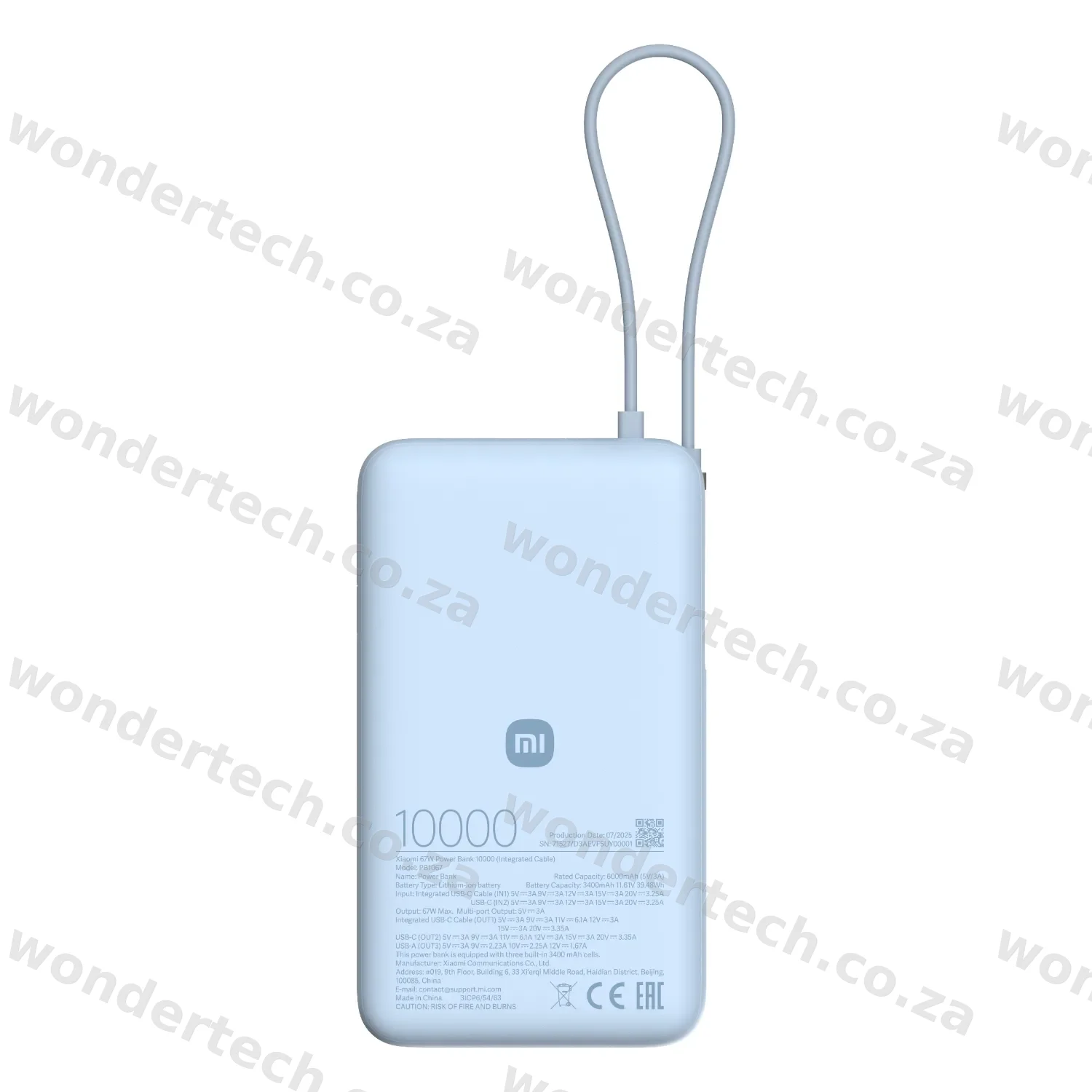 Xiaomi 67W Power Bank 10000mAh (Integrated Cable) - Ice Blue