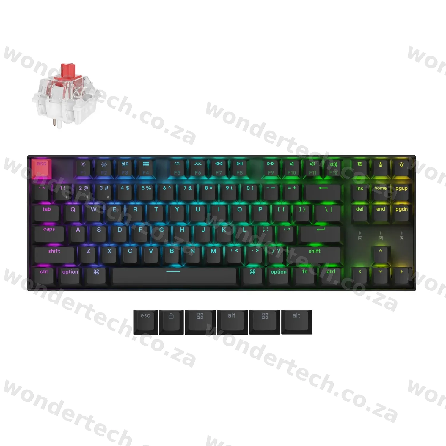 Keychron K8 QMK 80% TKL Wireless Mechanical Keyboard V2 Red Switches - Black