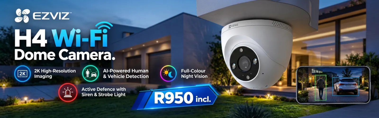 EZVIZ H4 2K Dome Wi-Fi Smart Home Camera