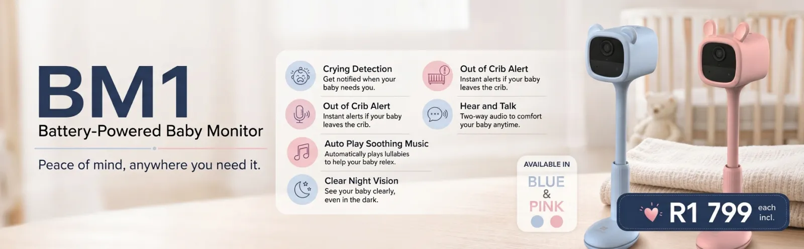 EZVIZ BM1 Battery Powered Baby Monitor